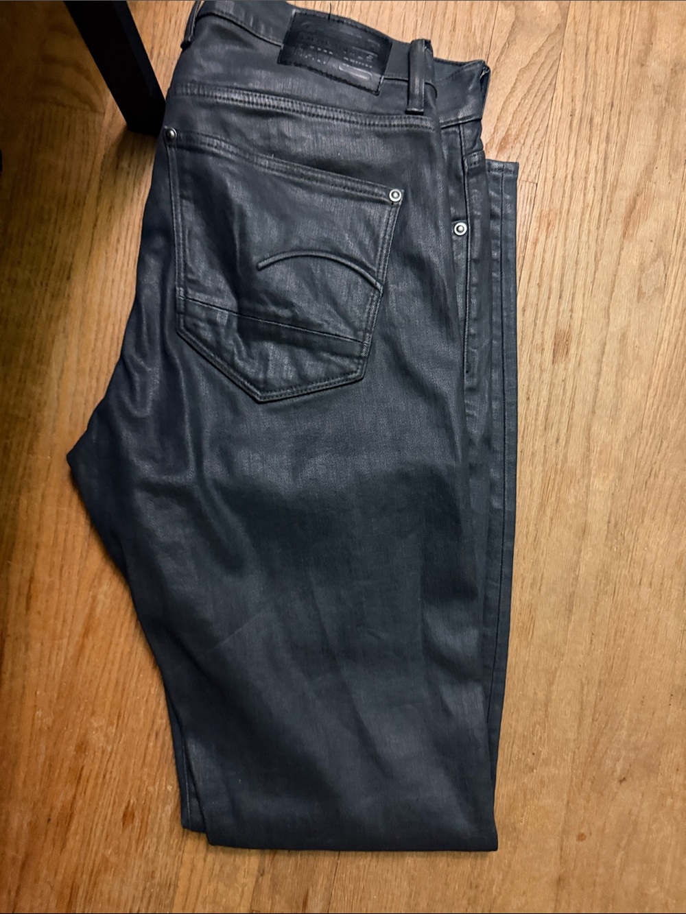G-Star Slim Straight Black Coated Jeans